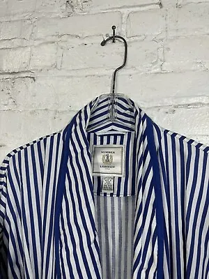 Vintage 90’s Number 1 London Blue White Striped Bath Bed Robe Tie Sz OSFA • $35
