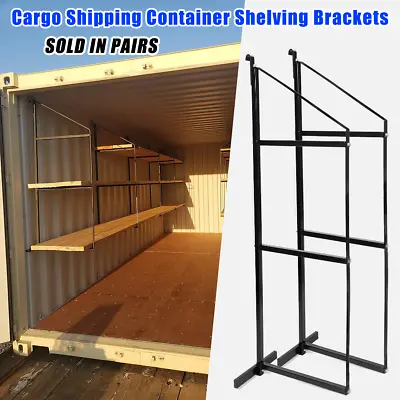 2PCS Cargo Shipping Container Shelving Shelf Brackets Powder Coated Universal • $159.99