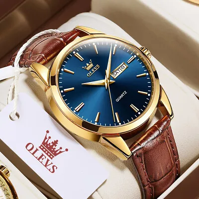 £11.62 • Buy Mens Luxury Leather Wrist Watch Date Analogue Quartz Wrist Waterproof Watches