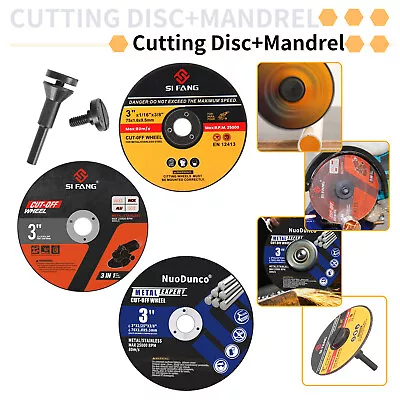3 Inch Metal Cut Off Wheel Cutting Disc + 1/4  Shank Mandrel Arbor Die Grinder • $15.54