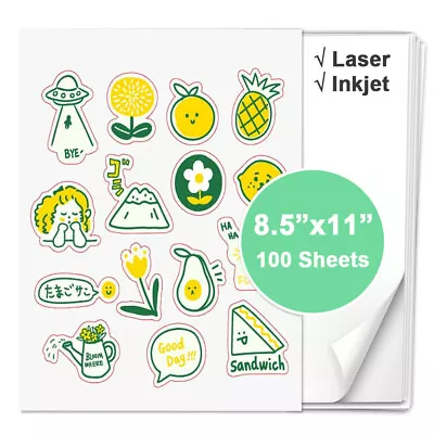 100 Sheets A4 Printable Sticker Self Adhesive Paper Inkjet Laser Print Labels • $17.95