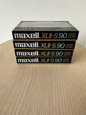 Lot Of 4 SEALED VINTAGE MAXELL XLII-S 90 IEC TYPE II BLANK CASSETTES BRAND NEW • $30.69