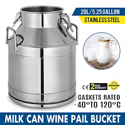 Stainless Steel Milk Can Tank Barrel Milk Canister Wine Pail BE HIGHLY PRAISED • £69.83