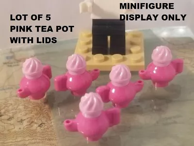 LEGO Lot Of 5 Teapot Minifigure Dishes Pink W/ Lids Food Kitchen Party Friends • $15.47