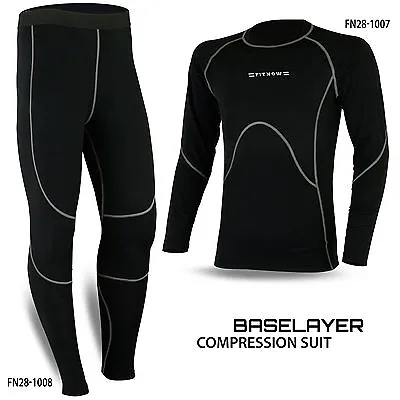 Mens Compression Thermal Base Layer Tights Shirt Under Suit Pant Black • $21.20