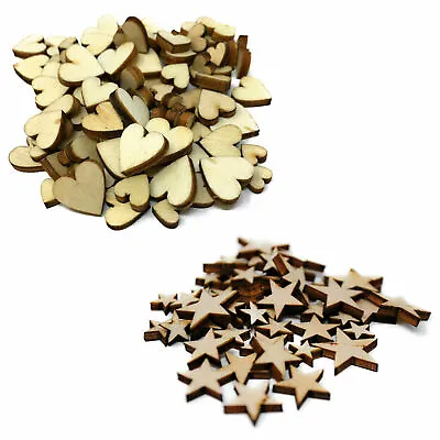 £2.39 • Buy MINI Wooden Stars Hearts Embellishments Small Shapes Craft Decoration Scrapbook