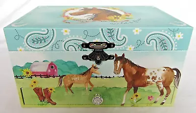 Jewelkeeper Equestrian Musical Jewellery Box Pull Out Draw Dancing Brown Horse • £14.99