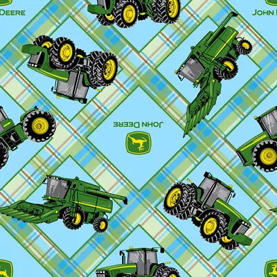 JOHN DEERE Plaid On Plaid Patch Sewing  Quilting Cotton Fabric FQ • $6.75