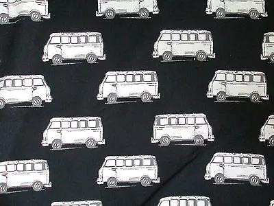 Vw Volkswagon Bus Micro Lge Black Cotton Fabric Fq • $4.49