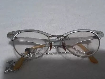 Vintage  Cat Eye Eyeglasses Universal 4 - 5 1/2 Alum USA  Alum Frames With Case • $39.99