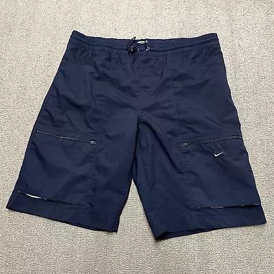 Nike Gym Shorts Men XL Navy Blue Pockets Work Out Fitness Run Swoosh Vintage Y2K • $16