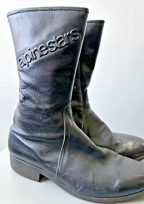 ALPINE STARS Vintage 70s Motorcycle Biker Boots Black Leather EU 44/US 11 GUC • $79.90