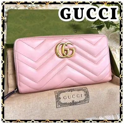 Gucci Long Wallet GG Marmont Leather Pink Authentic F0211204 • $267.57