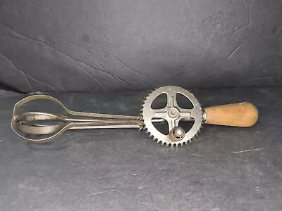 Vintage A&J Hand Crank Egg Beater Mixer Wood Handle Hand Mixer 1923 Patent • $14