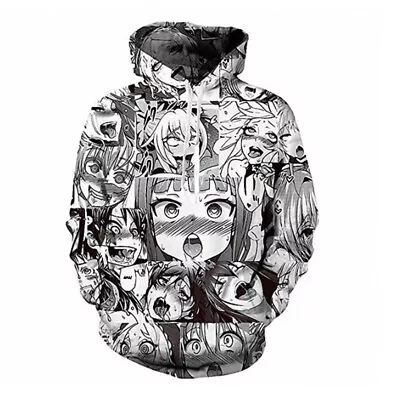 Ahegao Face Hoodie Mens Sweatshirt Anime 3D Printed Hentai Manga Jumper Pullover • $36.22