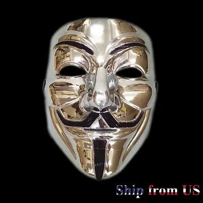 2 Pack Silver V For Vendetta Hacker Mask Project Zorgo Cosplay Costume EDC Props • $7.99