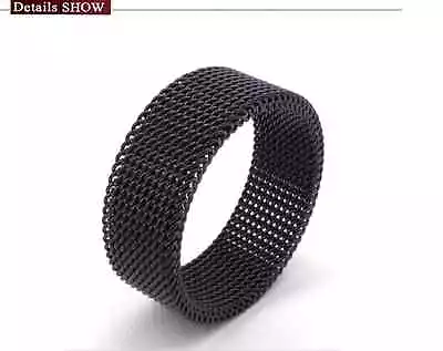 Mens Jewelry Stainless Steel Soft Mesh Structure Design 8mm Width Cool Mens Ring • $11.99