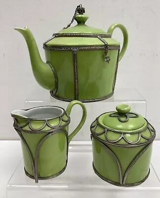 Antique Limoges Creation Martine Goron. Teapot Creamer And Sugar Bowl • £32