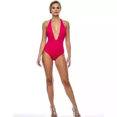 PEIXOTO Flamingo Plunging One- Piece T-Back Swimsuit  In Magenta Size XS • $25