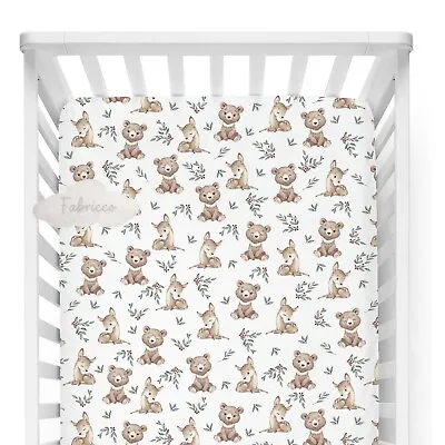 Forest Animals Baby  Cot & Cot Bed Fitted Sheet 100% COTTON   Woodland • £9.90