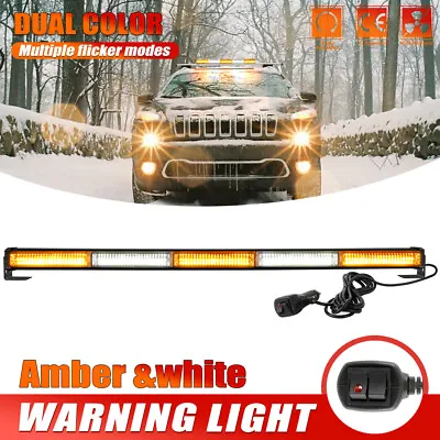 31'' Traffic Advisor Emergency Hazard Warning LED Strobe Light Bar Amber-White • $46.99