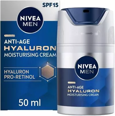 NIVEA MEN Anti-Age Hyaluron SPF15 Moisturising Cream 50ml Anti-Wrinkle Face C... • £8.15
