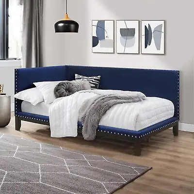 Mid-Century Modern Twin Daybed Frame Right Corner Day Bed Living Room Furniture • $353.97