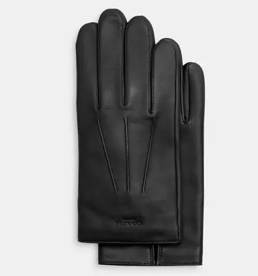 Nwt Coach Mens Black Leather Tech Gloves Cm330 Size Large Phone Ready Wool Lined • $79.99