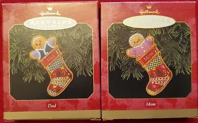 Hallmark Keepsake Tin Christmas Ornaments 1999 Mom & Dad Gingerbreadman Stocking • $12