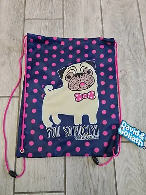 You So Pugly Pug Dog Drawstring Pe Bag David And Goliath Purple • £10