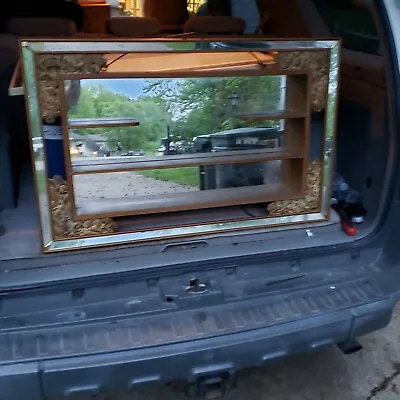 Vintage Wooden Mirrored Shadow Box Shelf 1960's Brown • $139.99