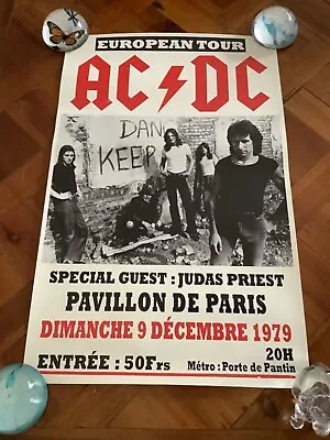 AC DC Poster Paris 1979 In Great Condition • $35