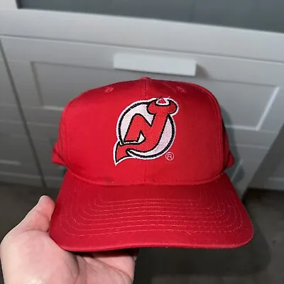 Vintage New Jersey Devils Starter Plain Logo Twill Snapback Hat Cap NHL SEE FLAW • $39.99