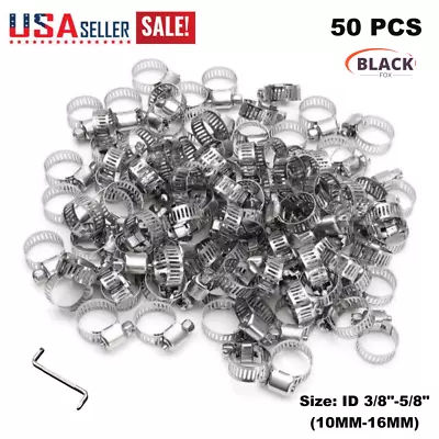 3/8 -5/8  Stainless Steel Adjustable Drive Hose Fuel Clamp Line Worm Clip X50PCS • $16