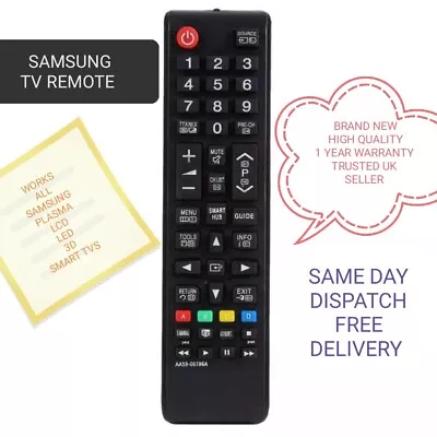 Universal Samsung Tv Remote Works All Models Samsung Plasma/lcd/led/3d/smart Tvs • £6.03