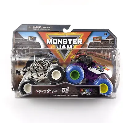 Monster Jam Trucks: Racing Stripes Vs. Rainbow Blast 1:64 Scale Series 25 Metal • $16.99