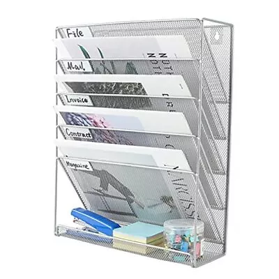  Hanging Wall File Holder Mail Sorter Magazine Rack Office Supplies Silver • $35.77