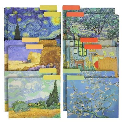 12x Van Gogh Decorative File Folder Letter Size 1/3 Cut Manilla Organizer • $16.89