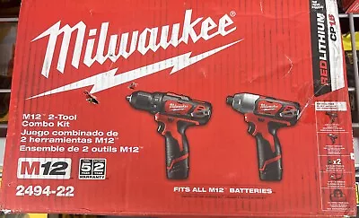Milwaukee 2494-22 M12 Cordless Combo Drill 2 Battery Bundle • $100.99