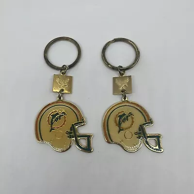 Pair Of Vintage Winston NFL Miami Dolphins Metal Football Helmet Keychains 1988 • $17.99