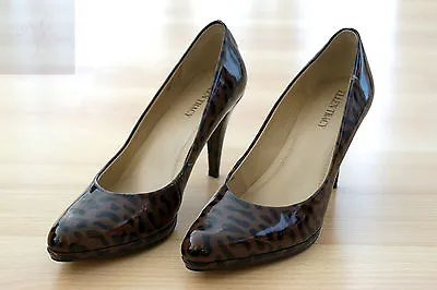 Ellen Tracy Women's Brown Leopard Patent Leather High Heels Pumps Size 8 Shoes • $14.99