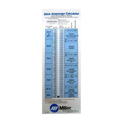 Miller 171087 Calculator Stick Welding • $9.99