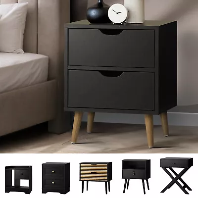 Oikiture Bedside Tables Black Side Table Bedroom Furniture Storage Cabinet • $51.90