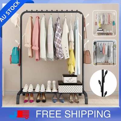 $25 • Buy Clothes Garment Coat Hanger Rack Organiser Hat Hook Stand Shoes Storage Metal AU