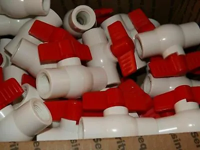 (10 Valves) 1/2  PVC Ball Valve-Threaded White - Tee Threaded Ball Valve • $29.49