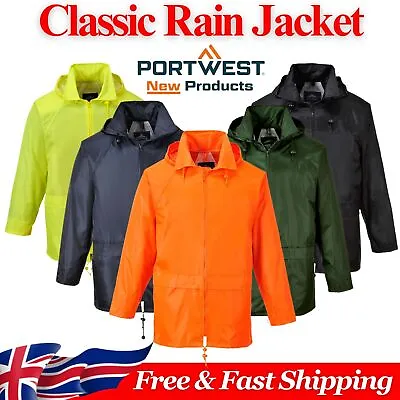 Portwest Classic Rain Jacket Workwear Waterproof Breathable Outdoor Coat-S440 UK • £15.99