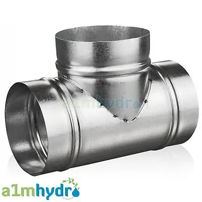 Metal T Piece Equal Ducting Connector For Extraction Fans Hydroponics • £13.99