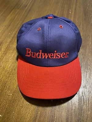 VTG Budweiser Beer Spellout Snapback Hat Bud Cap 1990s One Size Fits All • $14.79