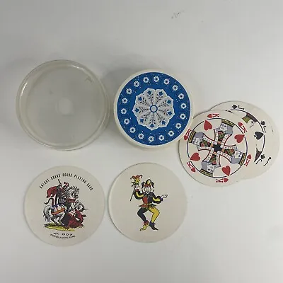 Vintage Knight 3  Round Playing Cards Complete Set (54) Blue Floral Hong Kong • $11.99