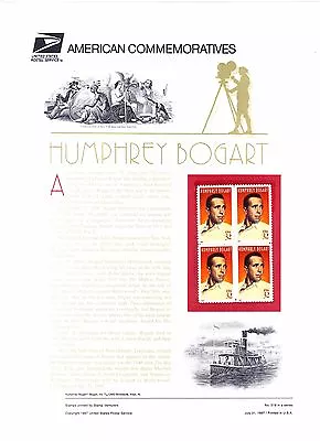 USPS Commemorative Panel 519 #3152 Humphrey Bogart Hollywood Legend Block/4 1997 • $9.95